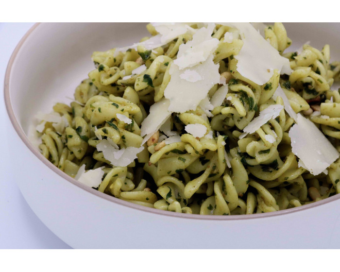 Cornet of pasta met groen pesto